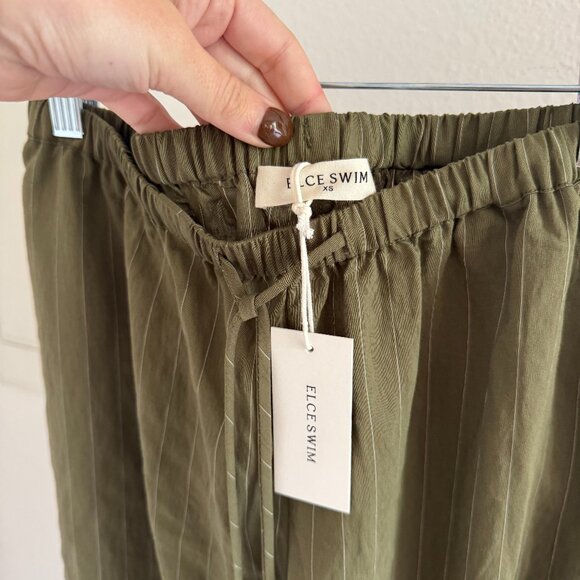 NWT Elce Khaki Stripe Drawstring Casual Pant in XS - Picture 4 of 7
